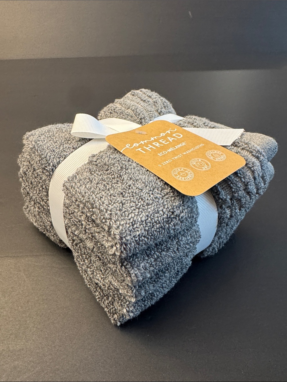 9pc COMMON THREAD Eco-Melange Quick Dry Zero Twist Bath Towel Set - Gray - Picture 9 of 10